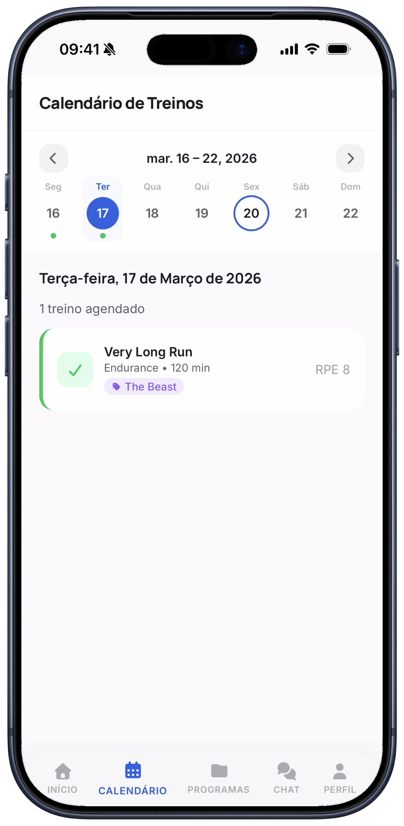 Calend&aacute;rio do Atleta
