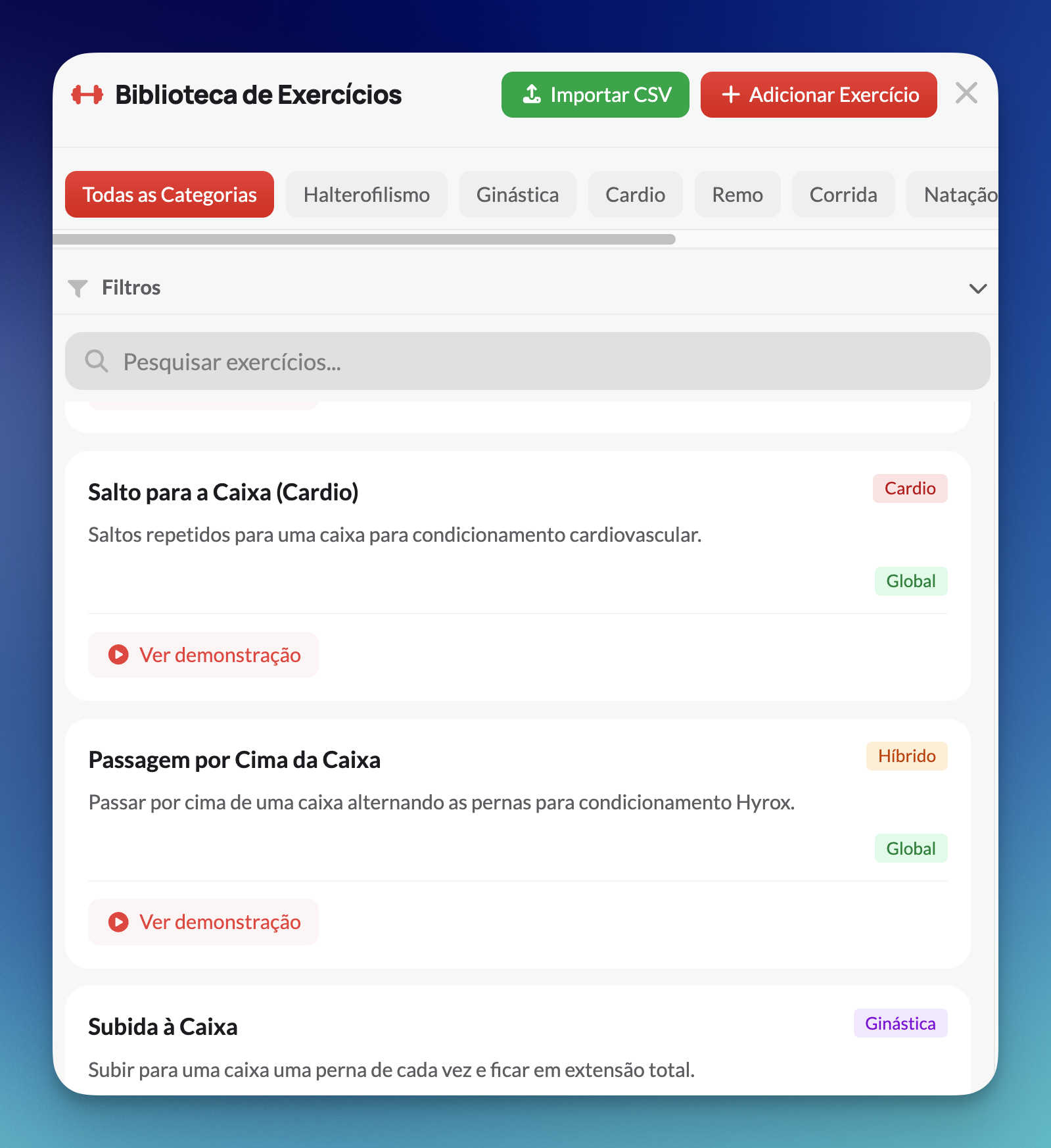 Lista de Exerc&iacute;cios