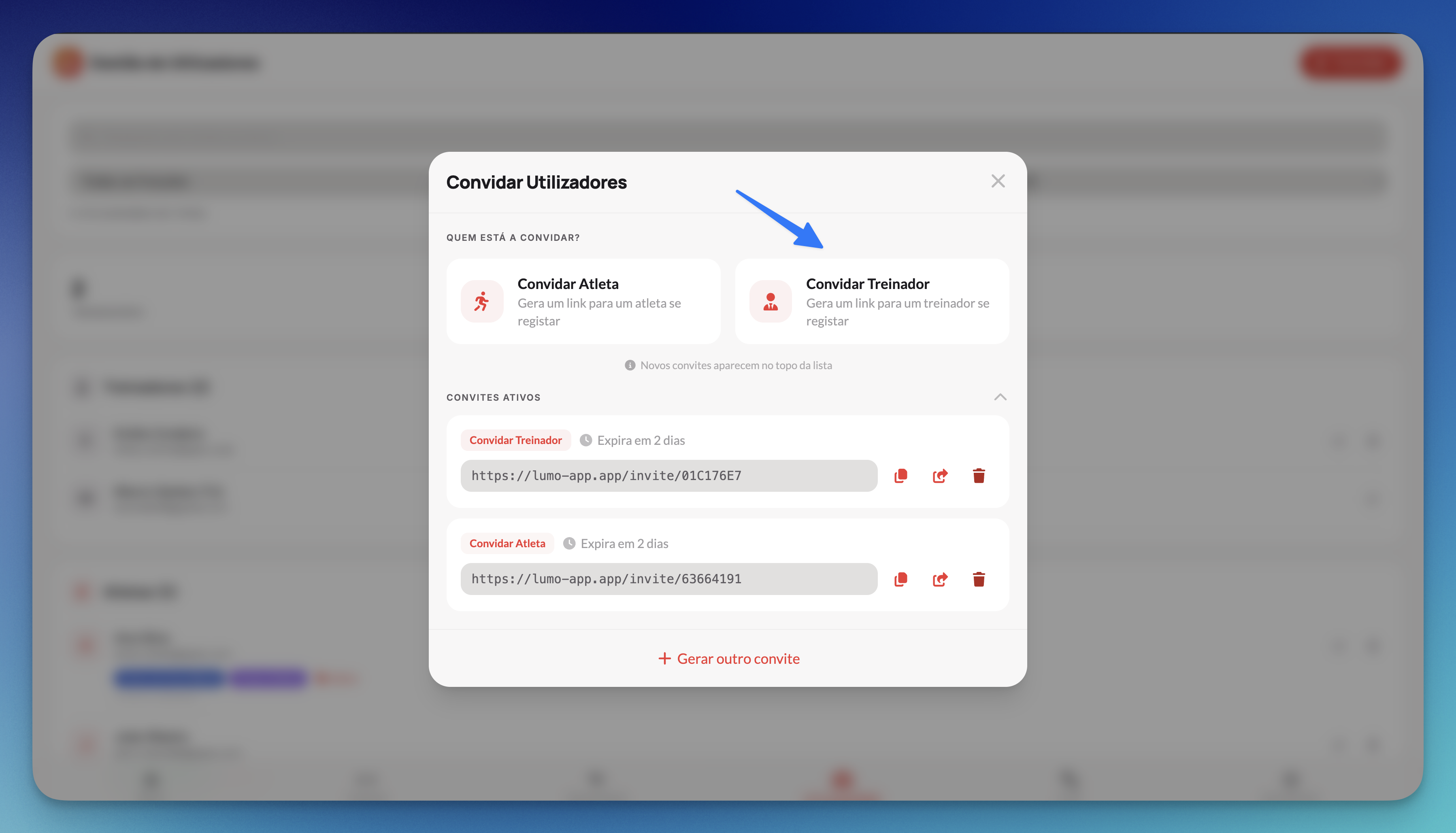 Convite de Treinador