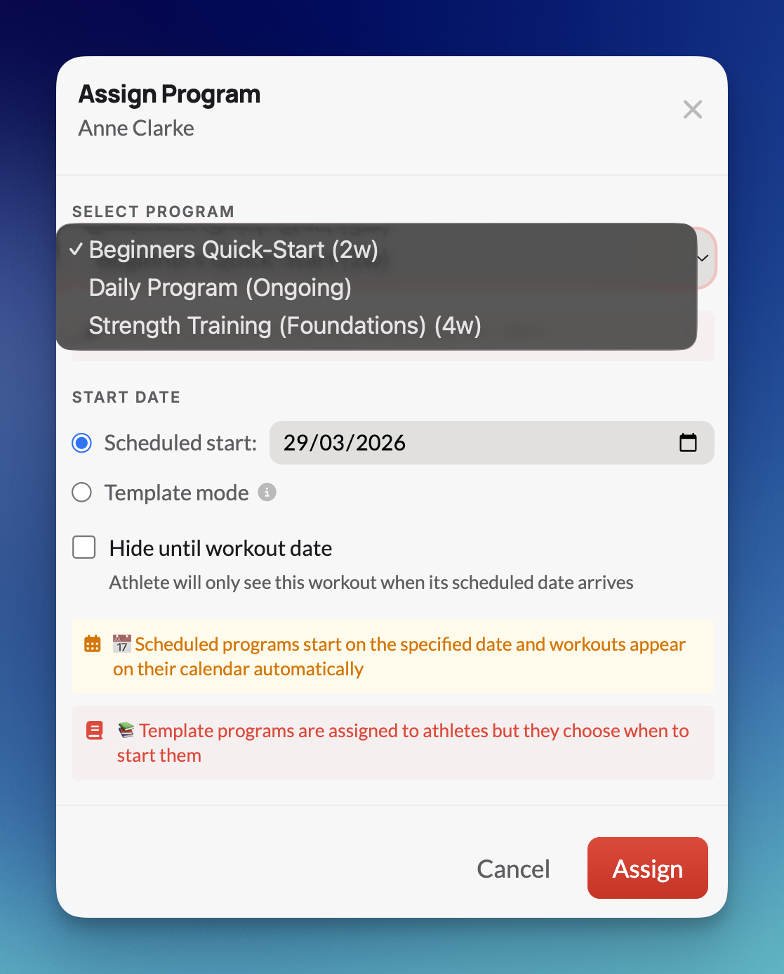 Assign from user view