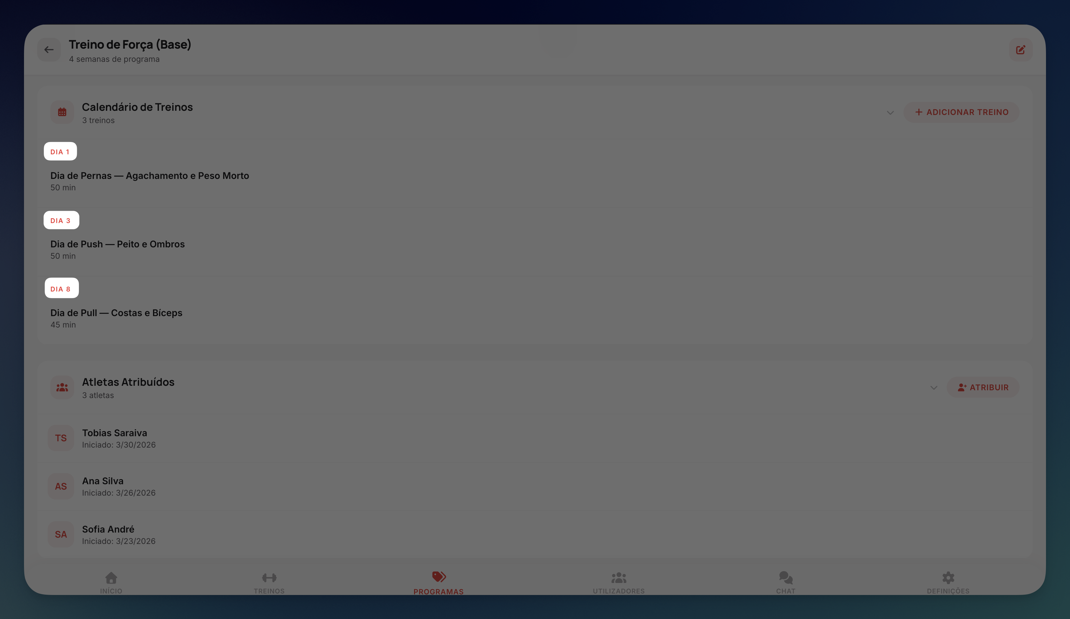 Dias Relativos do Programa