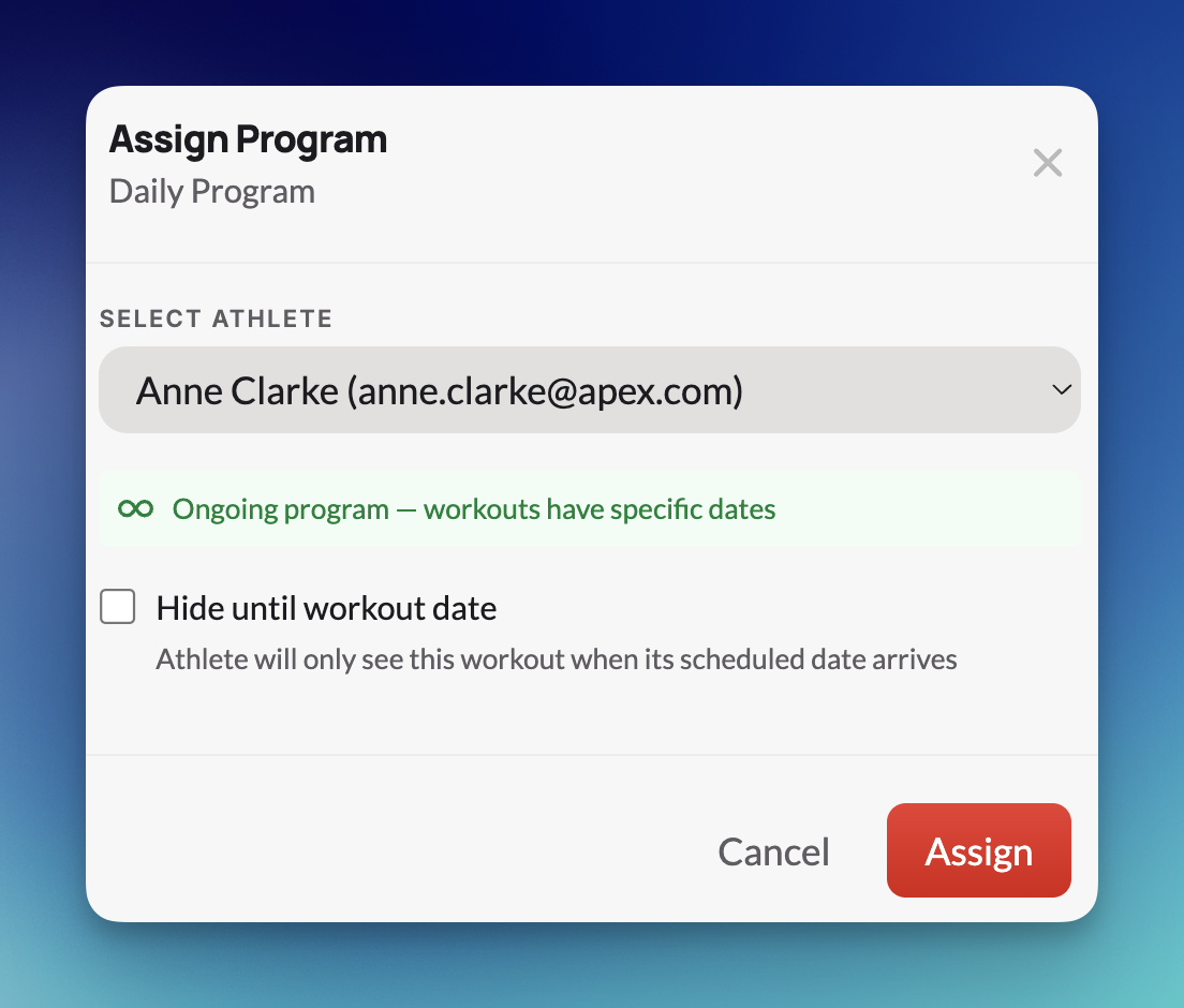 Ongoing program assignment