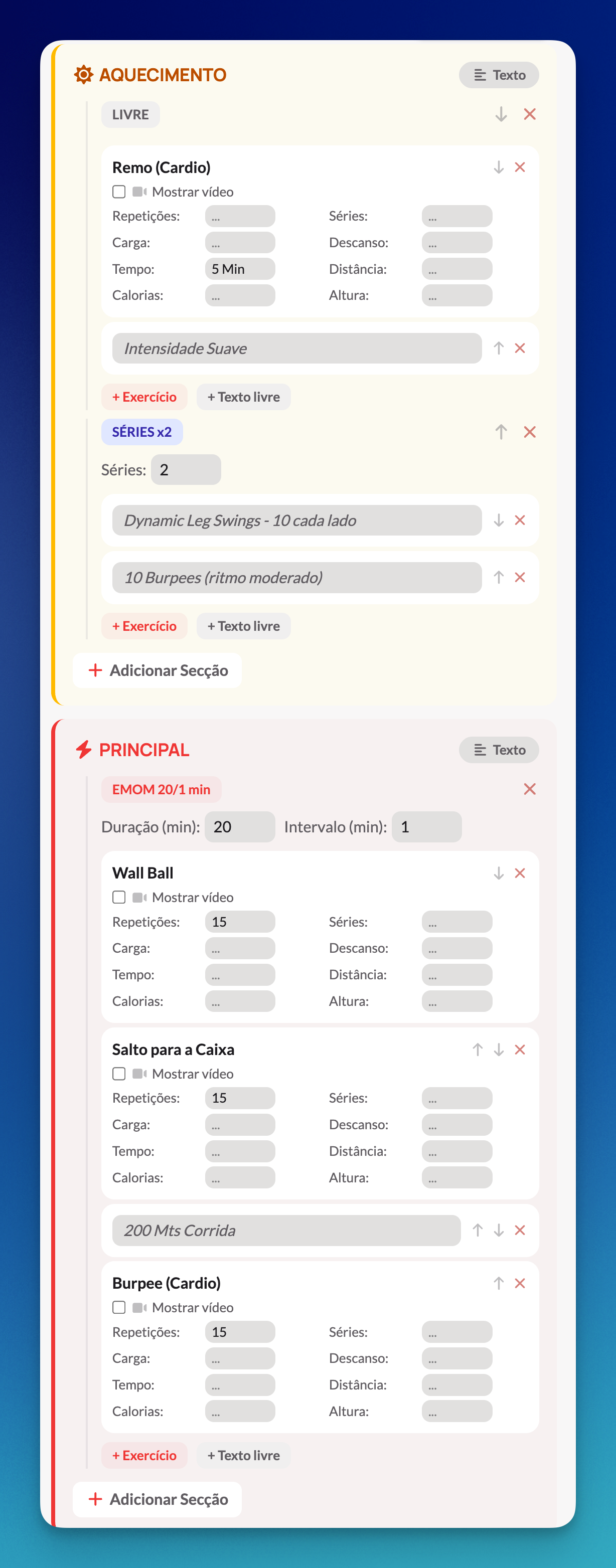 Construtor de Treinos
